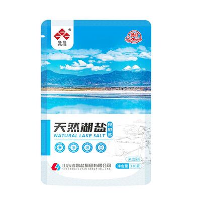 鲁晶天然湖盐未加碘320g食用盐无碘家庭食用盐炒菜盐细盐立袋