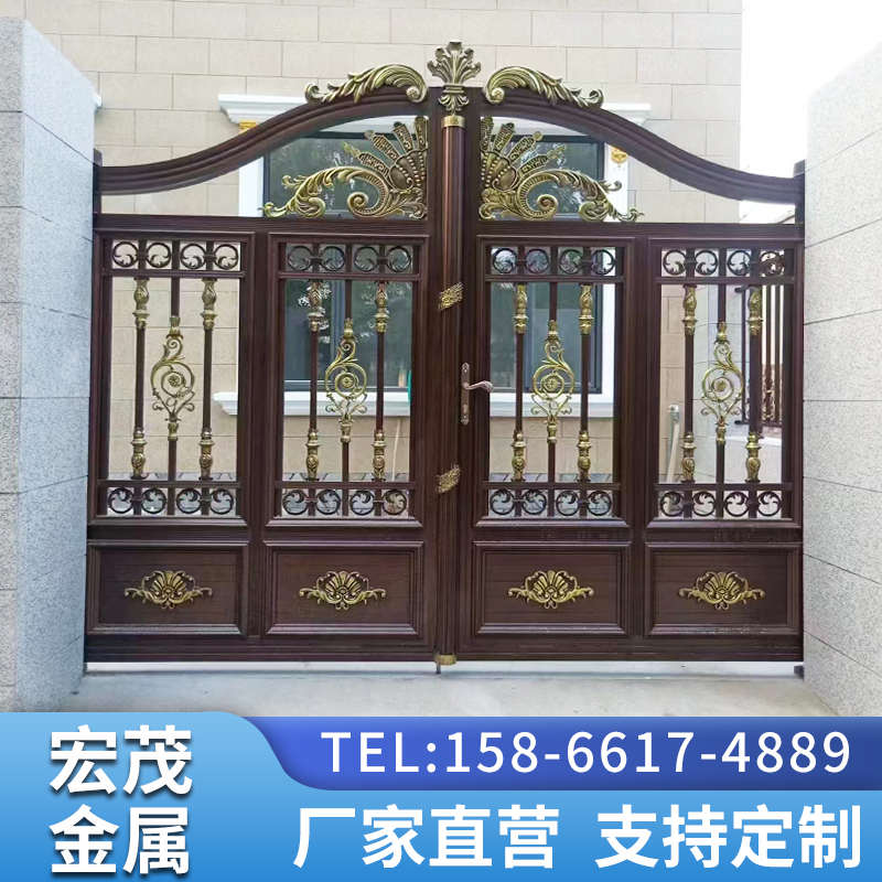 别墅铝艺大门双开门单开门铝合金庭院大门乡村小区农村铝艺大门