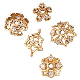 包18k金隔片手串花托配件diy水晶珠子手链隔珠花帽串珠垫片小饰品