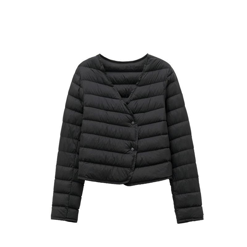 雅鹿轻薄V领短款羽绒服内胆女款