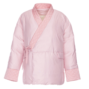 花木深国风黑色羽绒服女冬季新款羽绒外套改良汉服新中式白鹅绒服