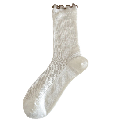 白色袜子女薄款透气花边中筒袜