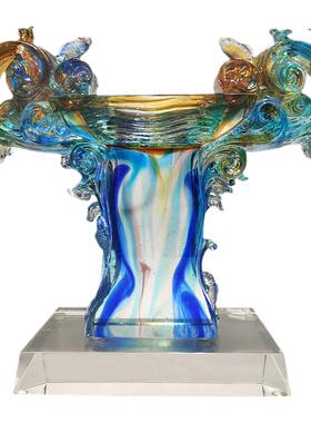 红色欧式风轻奢电视柜琉璃工艺品