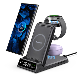 SwanScout 703S Wireless Charging Station 3in1 for Samsung Galaxy S25 Ultra Z Fold6/Watch 8 7 Buds 3