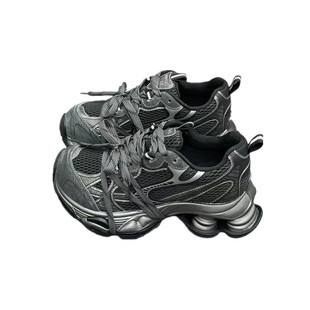 真皮厚底防滑老爹鞋女2025年秋冬新款复古做旧百搭透气运动休闲鞋