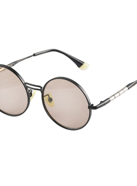 冰糖色复古圆平光东海水晶石眼镜