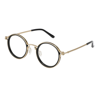 纯钛眼镜框男复古圆框大脸金色高端近视眼镜男款防蓝光孙红雷同款