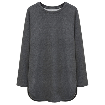 双面磨毛高个子长袖t恤2025冬季蚕丝羊毛打底衫软糯内搭圆弧上衣