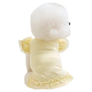 宠物衣服浅黄色秋冬款狗狗猫咪打底衫小狗蕾丝T恤泰迪比熊约克夏