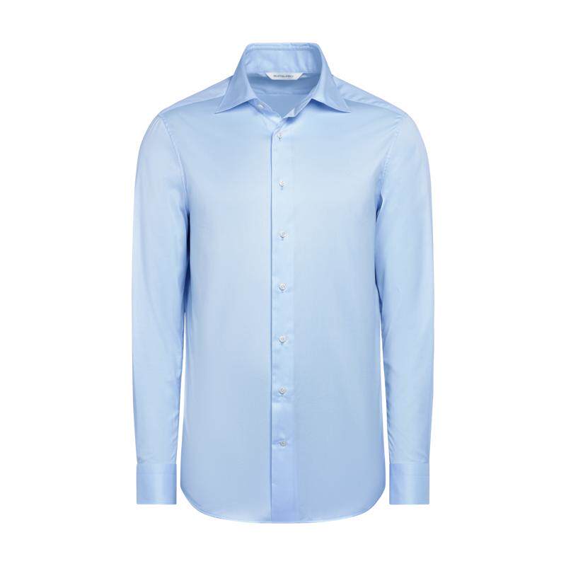 【天猫专享】奥莱SUITSUPPLY浅蓝色Traveller棉宽展领男士衬衫