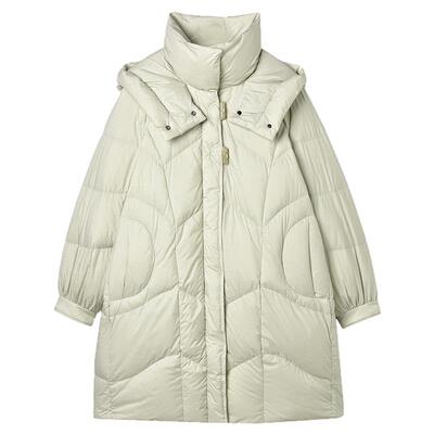 宽松连帽保暖长款羽绒服