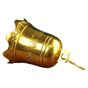 纯黄铜铃铛铜钟 六字真言铜钟风铃挂件家居装饰摆件大小号工艺品