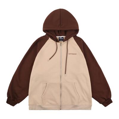 港仔文艺男连帽拉链开衫卫衣外套