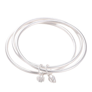 老银匠两世欢s999足银手镯纯银女三圈古法传承素圈三生三世银镯子