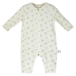 ArborTree 环保印花100%天然有机棉春秋男女宝前开连体衣爬服A类