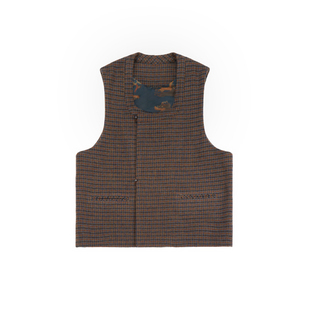 谜阿凰【浣溪沙坦领马甲】汉服上衣新中式复古格子毛呢比甲秋冬女