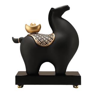 新中式马上有钱骏马摆件办公室装饰品高档客厅博古架乔迁开业礼物