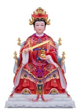 汉白玉彩绘九天玄女神像坐龙椅像