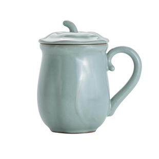 问鼎汝窑老板杯办公杯景德镇陶瓷杯带盖手工茶杯开片可养家用水杯