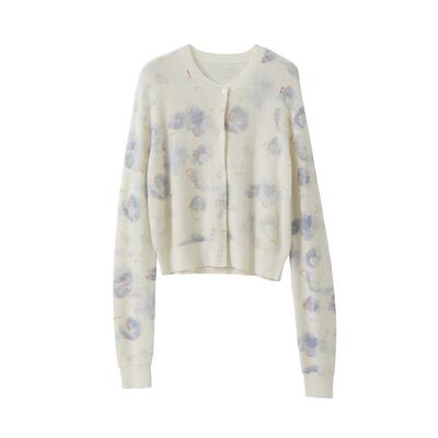 POPCHRIO晕染印花羊毛针织开衫