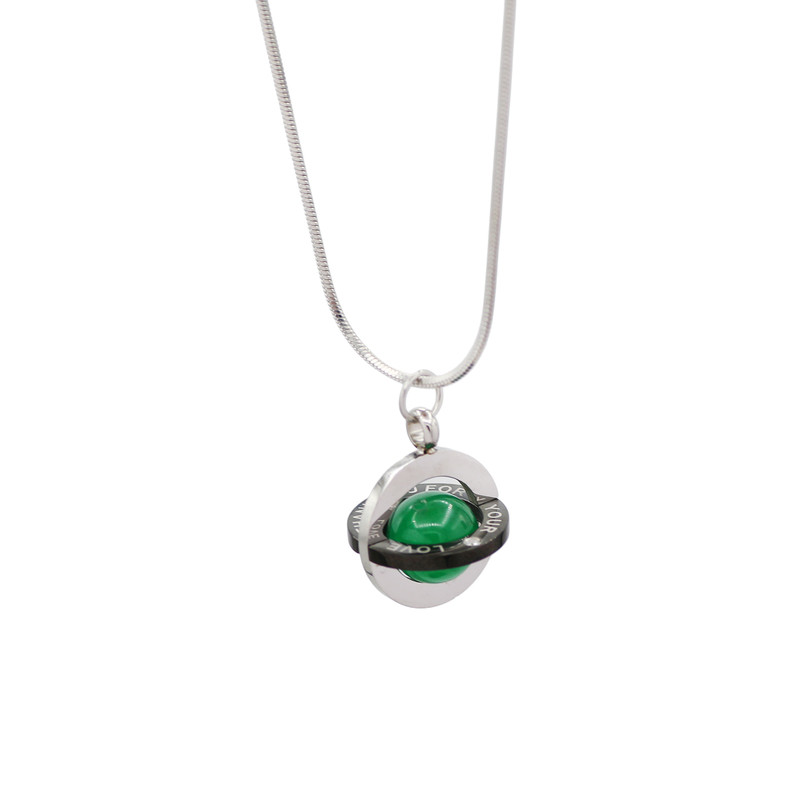 NFF钛钢星球绿珠男士锁骨链