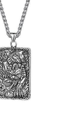 霸气风方牌钛钢男士挂坠毛衣链