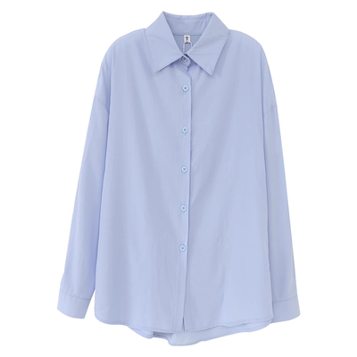 韩版大码单排扣防晒长袖纯色衬衣