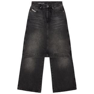 [折扣]DIESEL女士D-SYREN假两件裙裤叠穿低腰阔腿牛仔裤A147720CB