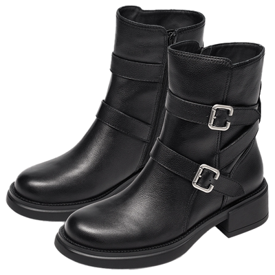 KISSCAT接吻猫[沙丘回响]机车靴增高皮带扣骑士靴工装短靴马丁靴