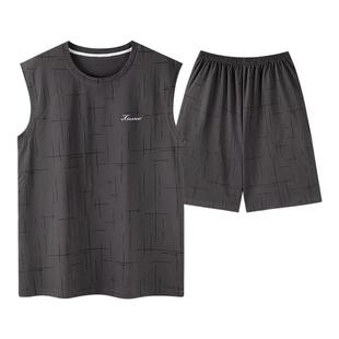 卡之恋夏天睡衣男士纯棉薄背心短裤夏季无袖运动可外穿无袖家居服
