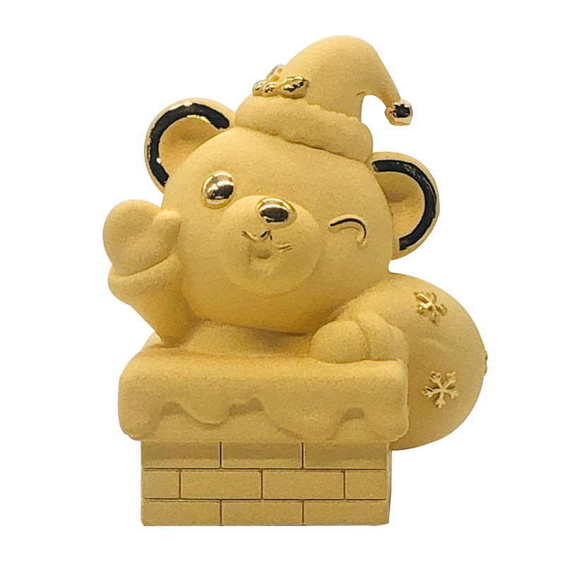 镀金圣诞熊苹果摆件平安夜送礼