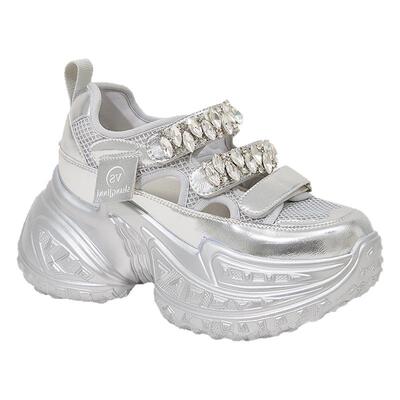 透气镂空罗马凉鞋女水钻老爹鞋