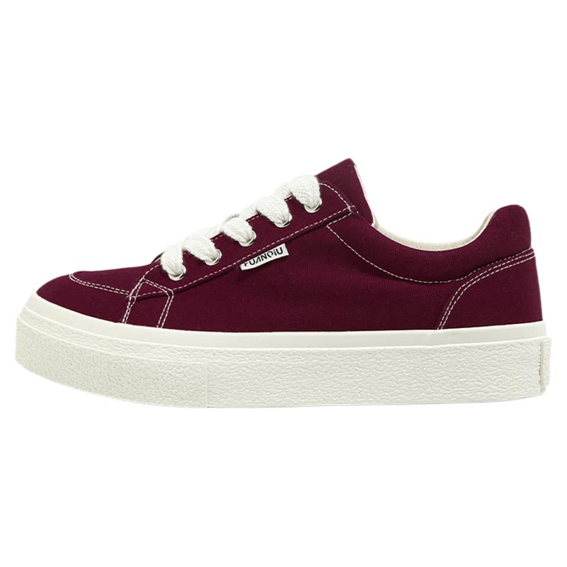 环球酒红色帆布鞋男款2026秋季新款厚底休闲运动男鞋百搭男板鞋子