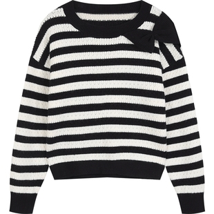 妖精的口袋白色蝴蝶结针织衫女2025秋冬新款甜美新年战袍韩系上衣