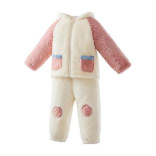 贝肽斯儿童睡衣套装春秋双面绒加绒加厚男童女童家居服可外穿保暖