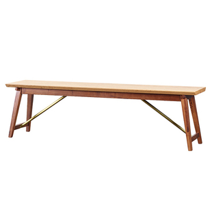 北欧红橡楸木轻奢实木餐椅现代简约餐桌餐厅长凳commune同款板凳