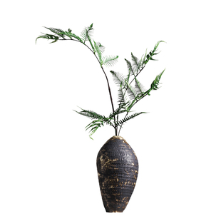 妖及 诧寂复古风斑黑陶罐花器【墨回】酒店售楼处民宿装饰花艺