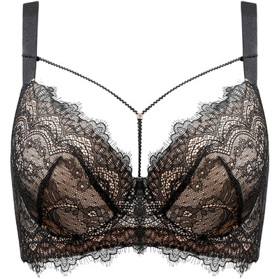 月色纯欲风软钢圈大胸显小内衣女