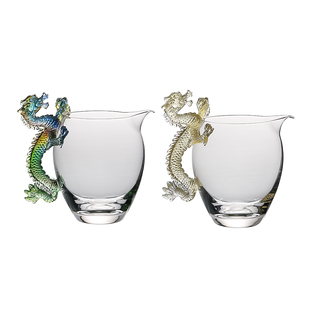 琉璃龙把手公道杯日式玻璃分茶器耐热加厚泡茶杯茶海透明功夫茶具