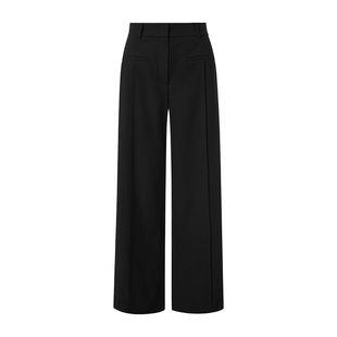 朗姿/LIME莱茵宽高腰头通勤微弹直筒裤黑色26春新款职业宽松长裤