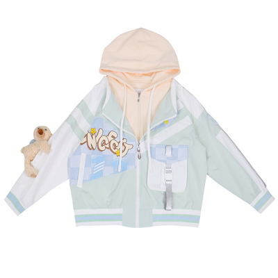 双门襟不对称数字字母运动外套