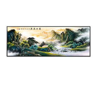 财源广进山水画总经理办公室挂画茶室公司开业送礼背景墙装饰画