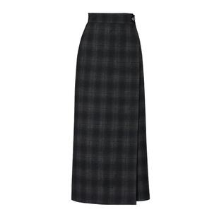 2025新款春秋配毛衣格子直筒裙子一片式半身裙女春季长裙气质裹裙