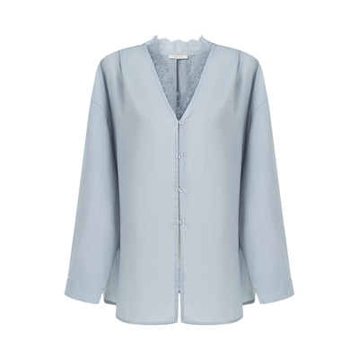 UNSPOKEN蕾丝花边V领衬衫