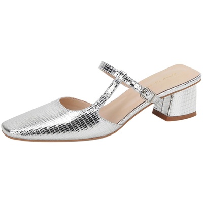 高级感银色2024新款半包头拖鞋