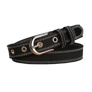 韩版帆布半圆扣腰带针扣细皮带百搭网红ins风男女通用牛仔裤腰带