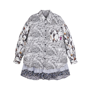 JNBY/江南布衣秋冬印花羽绒服女中长款宽松休闲通勤外套5N0C15070