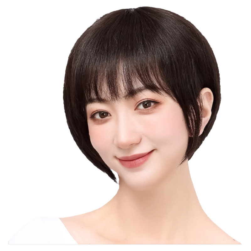 25新品假发真发女短发自然波波头