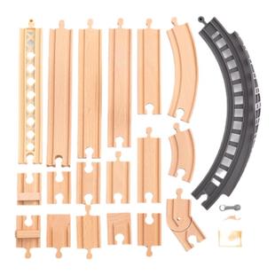 勒酷散轨榉木木制积木木质火车轨道配件DIY玩具套装兼容brio小米