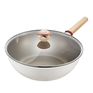 炊大皇有钛炒锅不粘锅家用聚油平底钛锅电磁炉煤气灶专用深炒菜锅